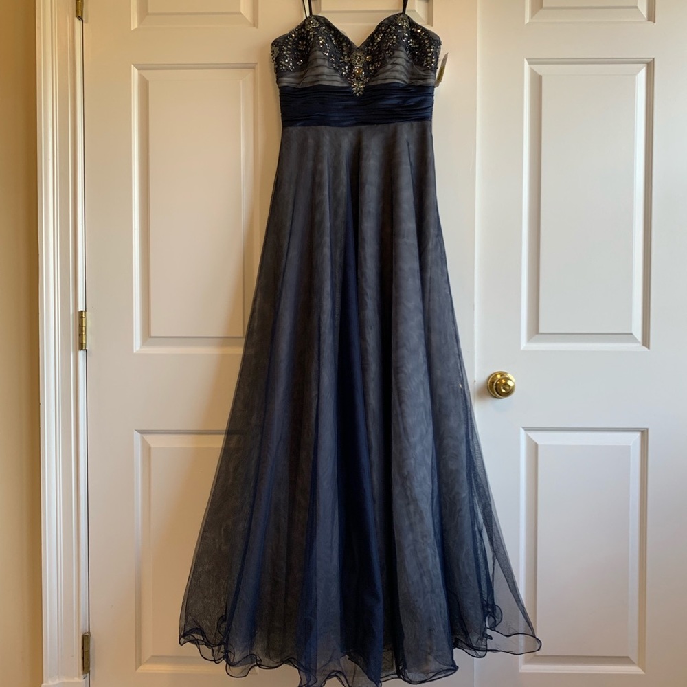 Adrianna Papell Strapless Jeweled Chiffon Gown